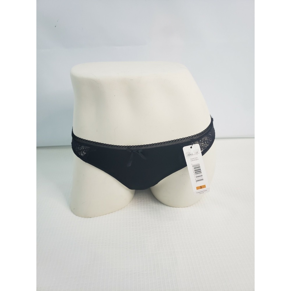 Rene Rofe women's Black Knit Thong Panty Lingerie Underwear size Small